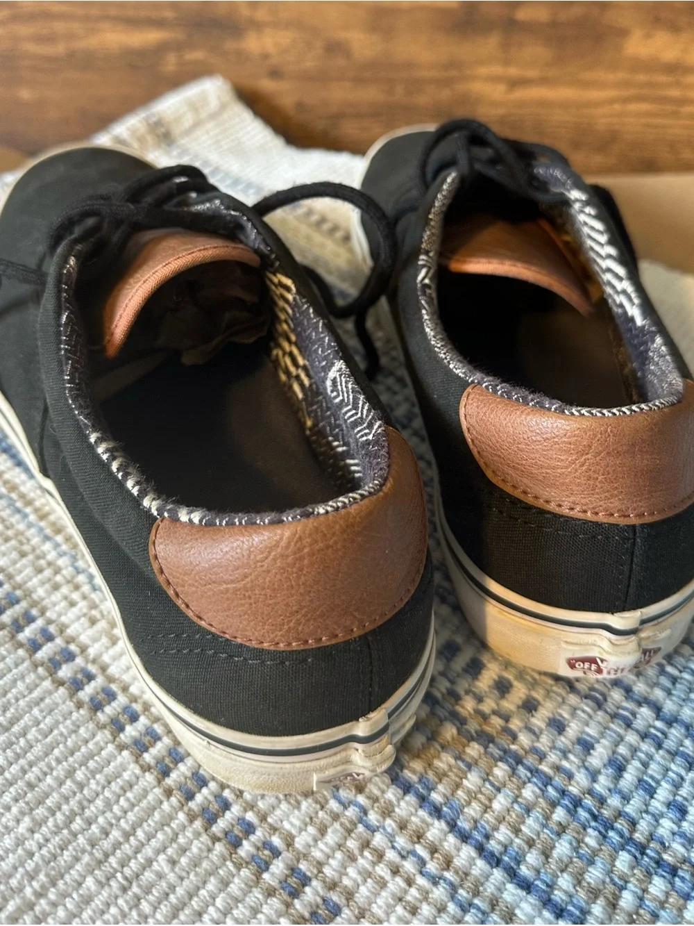 VANS Era 59 Black Brown Men's 8.5 LT, LU C&L (Canvas & Leather) pattered lining